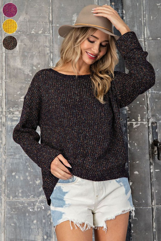 Marble Knit Buttoned Sweater