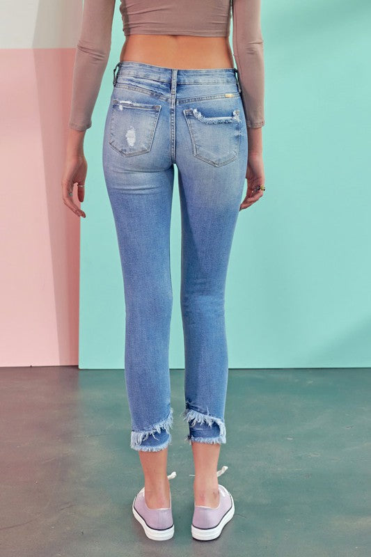 Kan Can Mid Rise Hem Ankle Skinny Jeans